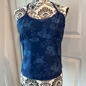 Columbia Titanium Floral Blue Women's Top with built in bra. Medium